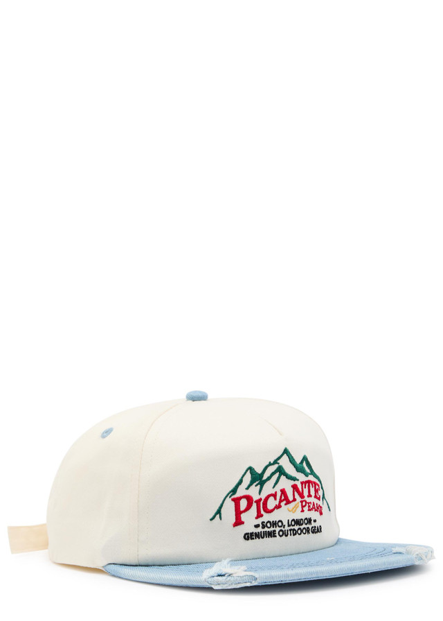 PICANTE Peaks Crew embroidered cotton and denim cap