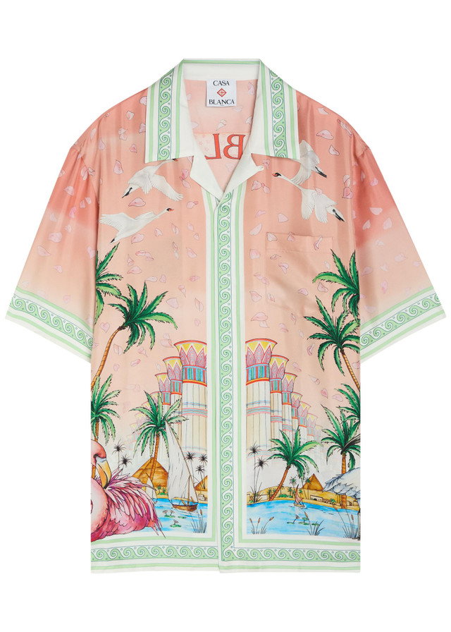 CASABLANCA Radiating logo-monogram silk shirt