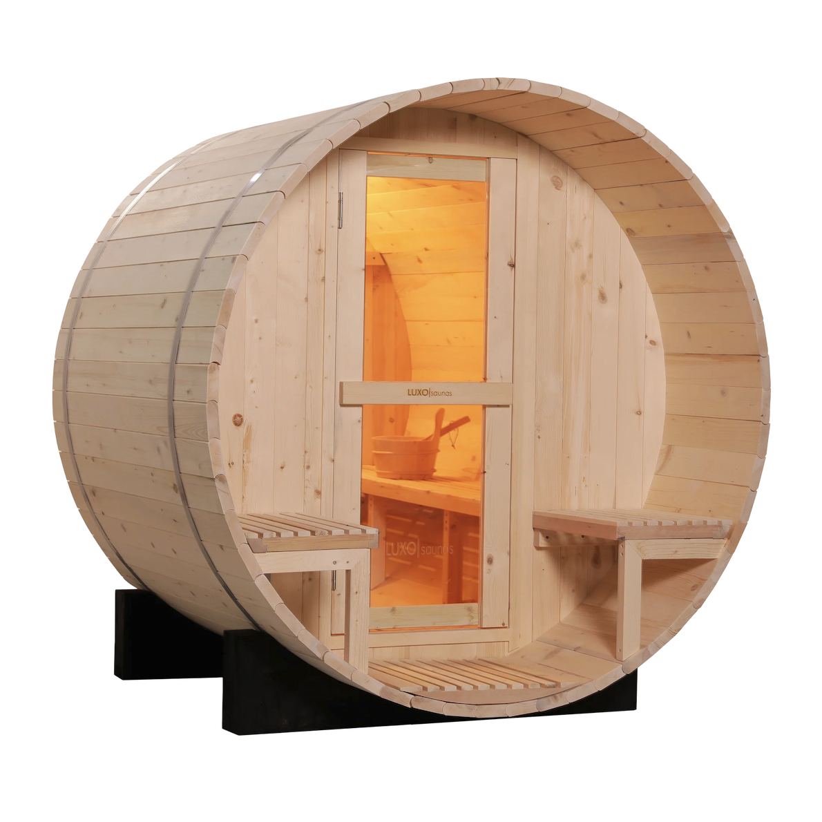 Luola 2 Person Pine Outdoor Barrel Sauna & Harvia Stove