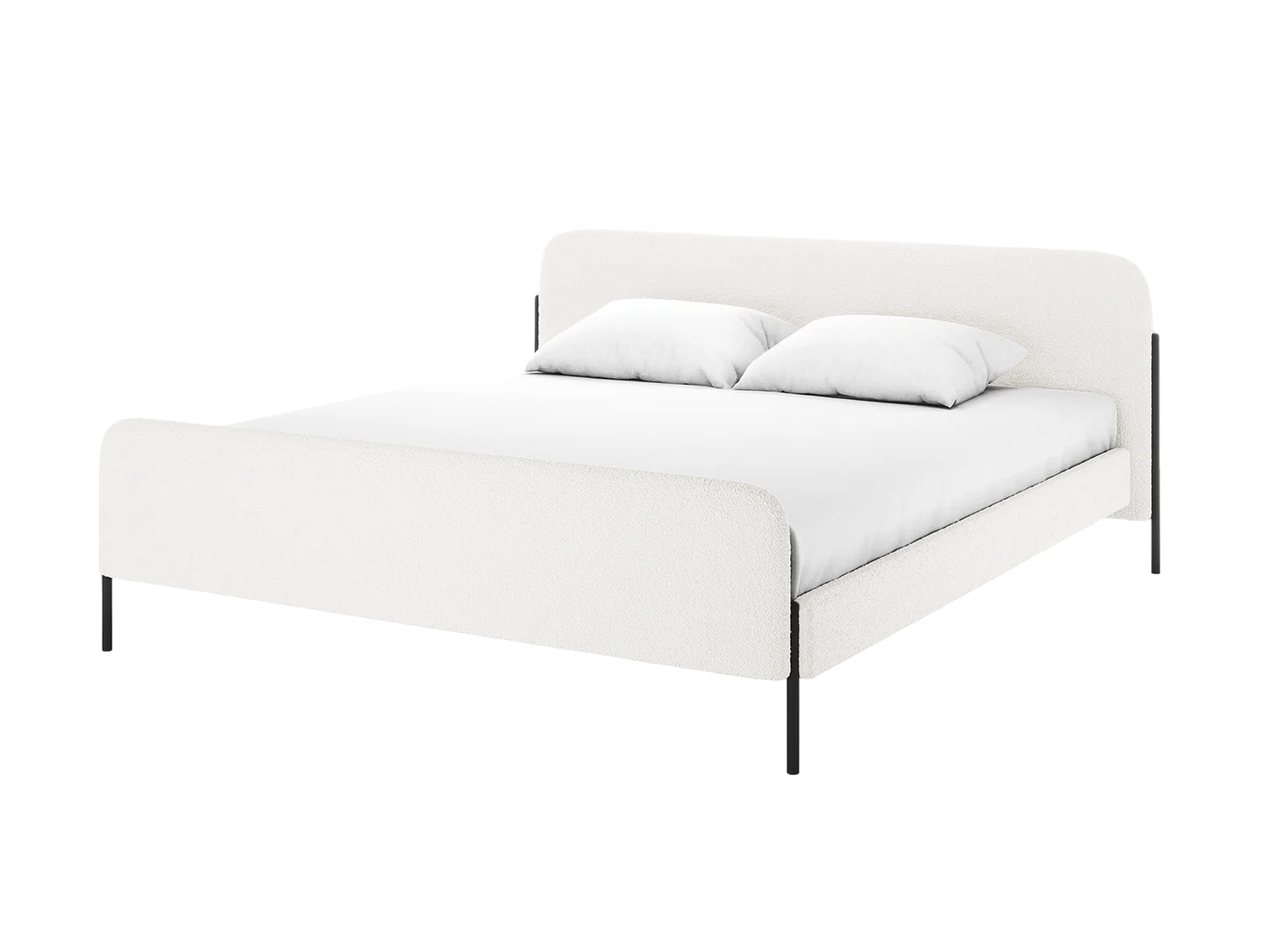 Bonny King Boucle Bed Fabric Frame in Cream White
