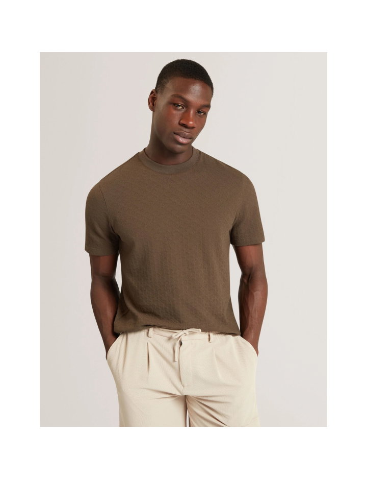 ELDONN Diamond Texture Knitted Cotton T-Shirt