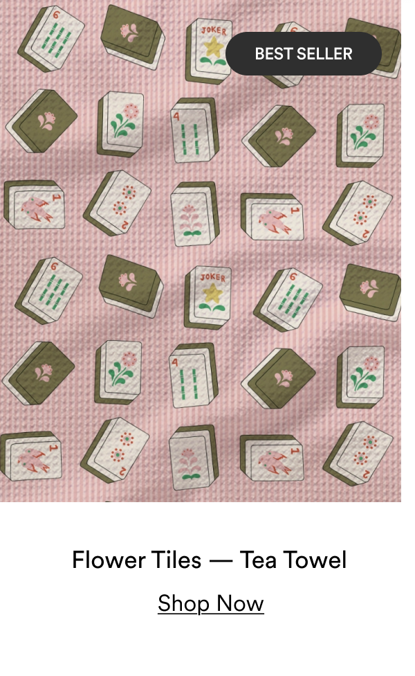 Flower Tiles Tea Towel