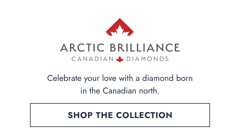 Arctic Brilliance with red maple leaf logo. Canadian diamonds. Click shop the collection.