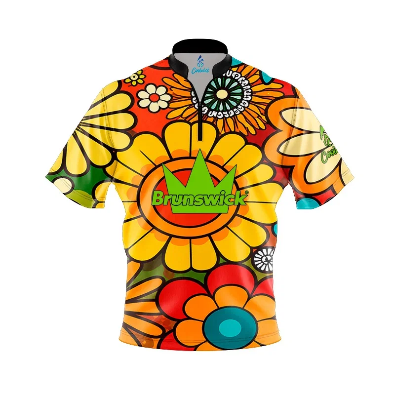 Image of Brunswick Retro Flowers Fast Track CoolWick Bowling Jersey