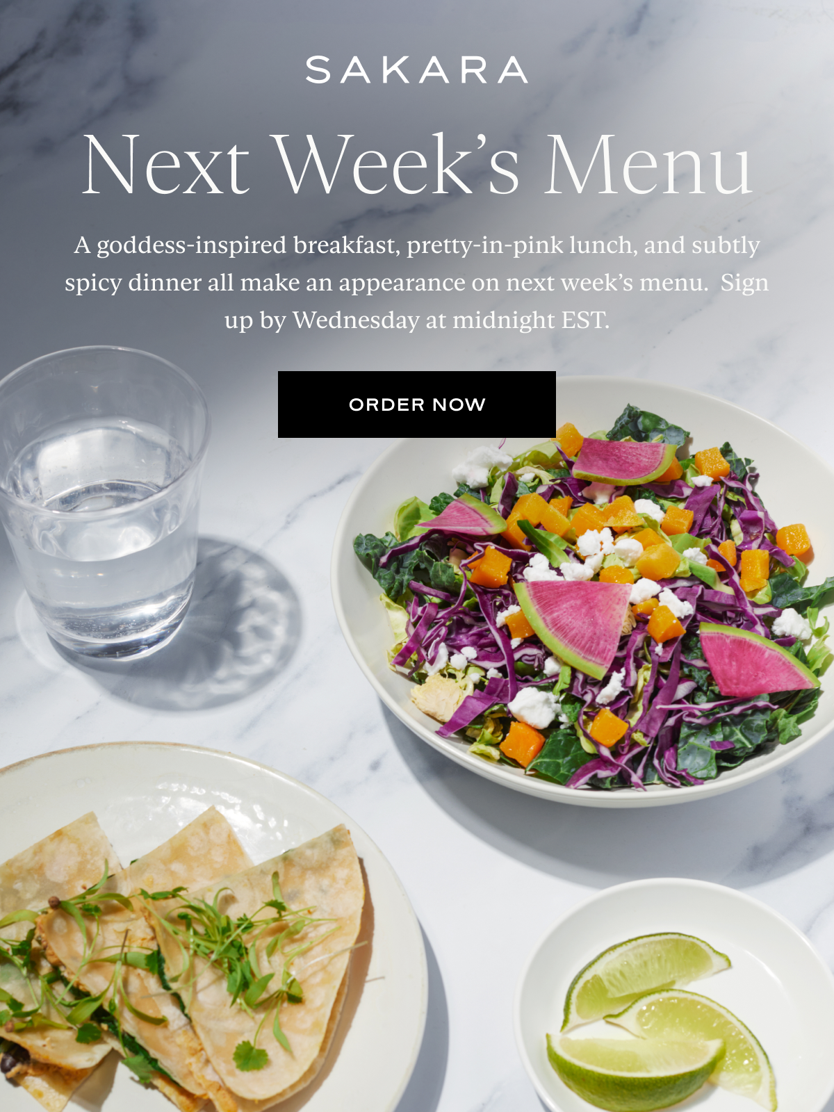 Next Week's Menu: A goddess-inspired breakfast, pretty-in-pink lunch, and subtly spicy dinner all make an appearance on next week’s menu.  Sign up by Wednesday at midnight EST.