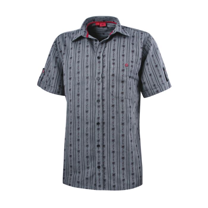 Herren Kurzarmhemd mit Edelweiss-Muster , anthrazit