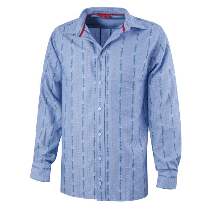Langarmhemd mit Edelweiss-Muster , hellblau