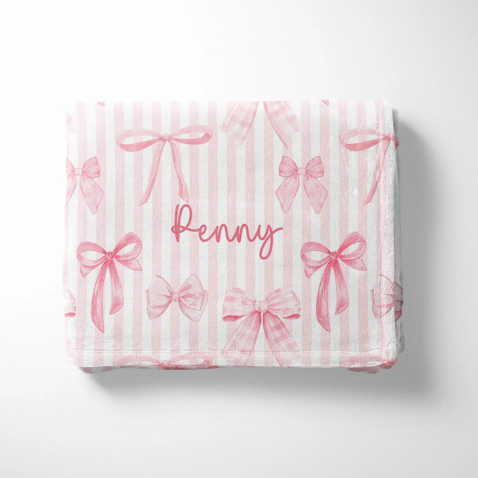 Image of Custom Pink Bows Blanket with Personalized Name and Cozy Design
