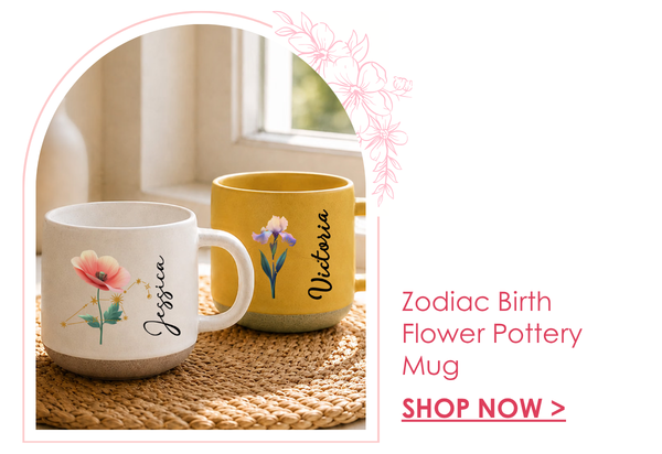 Zodiac Birth Flower Pottery Mug