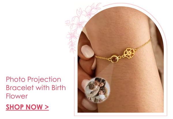 Photo Projection Bracelet with Birth Flower