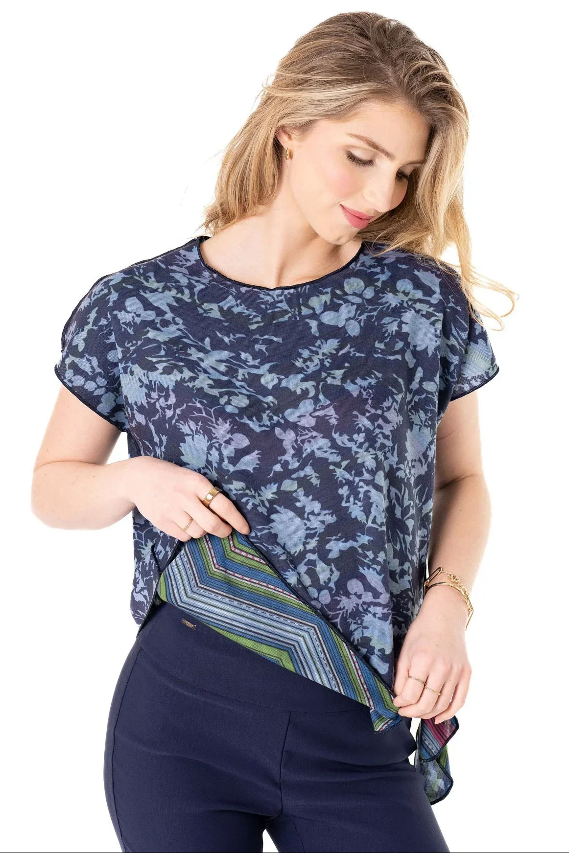 Floral Reversible Side Tie Tee
