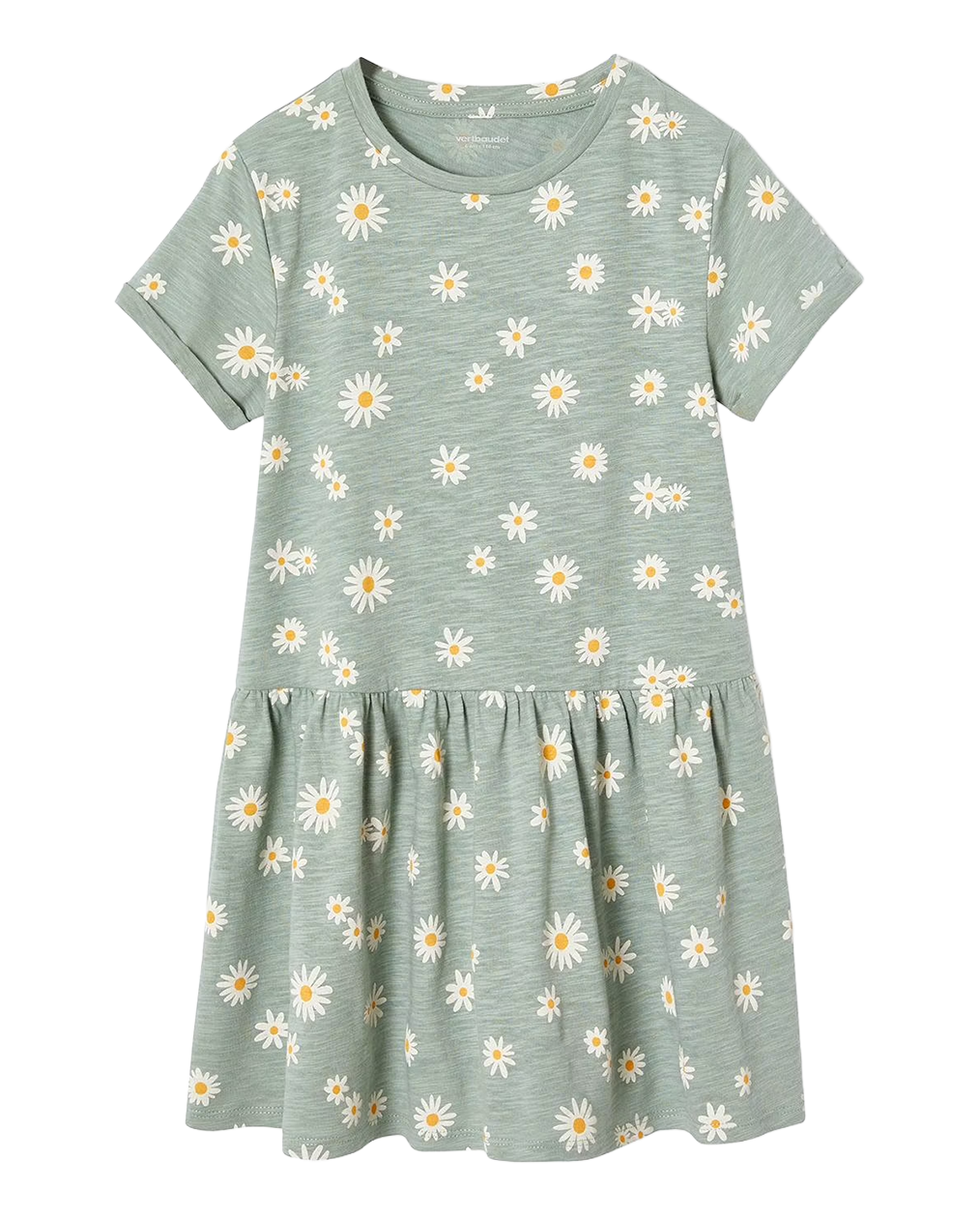 Printed Dress for Girls - grey green