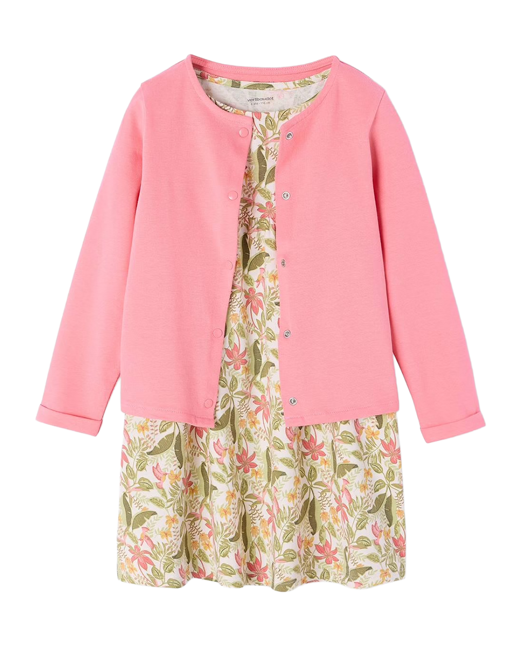 Dress + Jacket Outfit, for Girls - printed pink