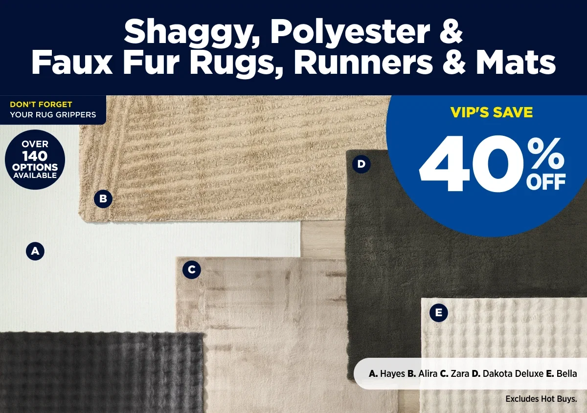 Shaggy Polyester & Faux Rugs, Runner & Mats