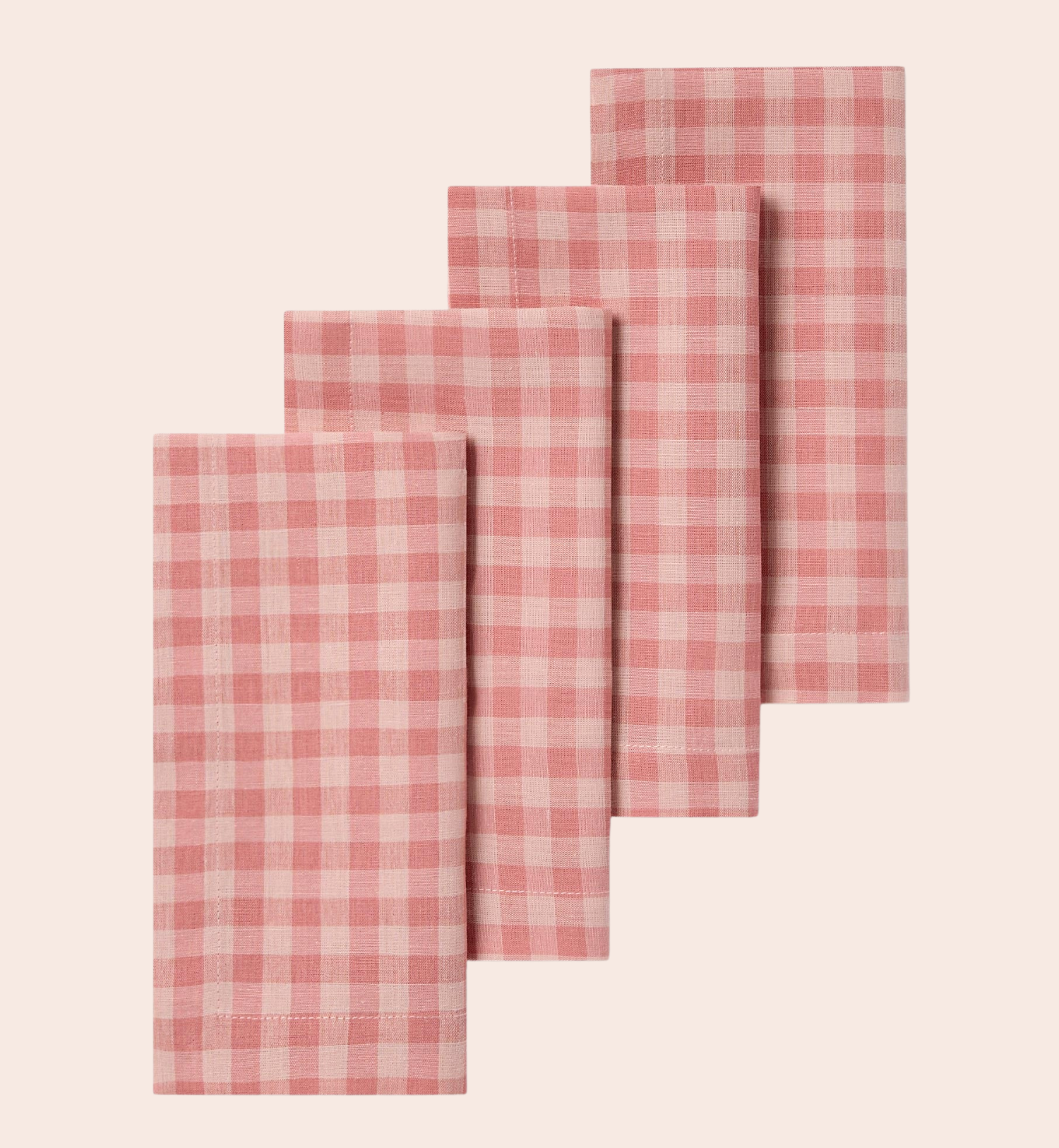 Dusty Pink & Rose Gingham Linen Blend Napkins Set of 4