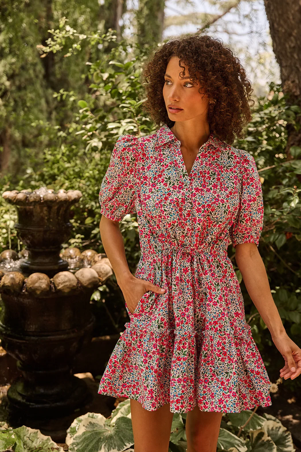 Image of Stacie Button Down Mini Dress Floral