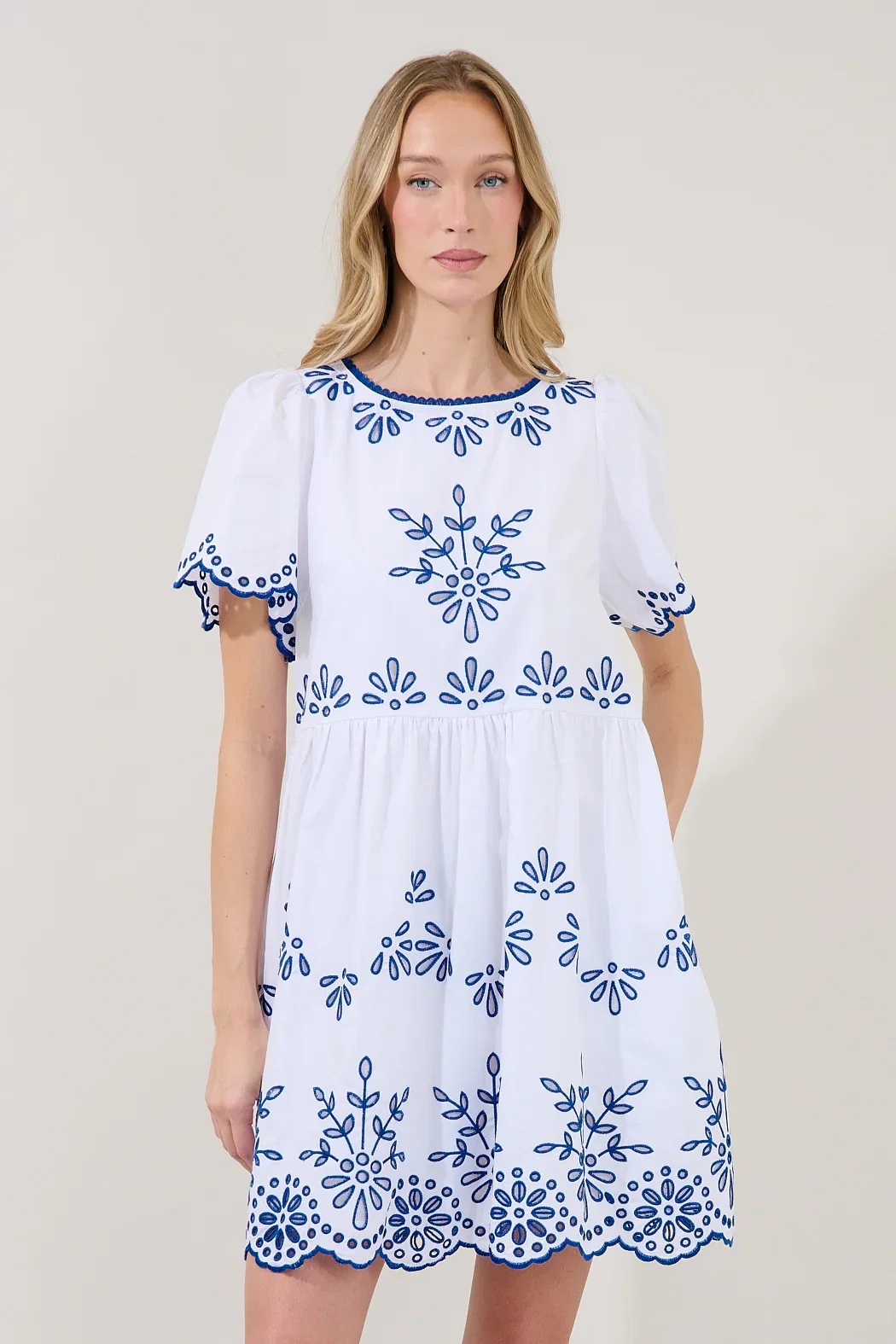 Image of Lurina Embroidered Babydoll Mini Dress