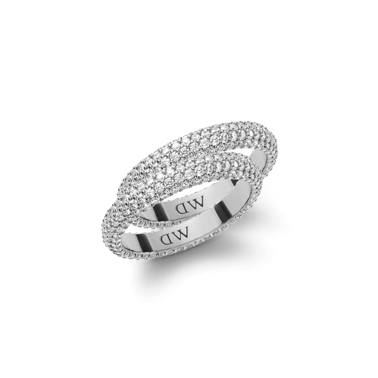 Image of Pavé Crystal Ring Silver Set