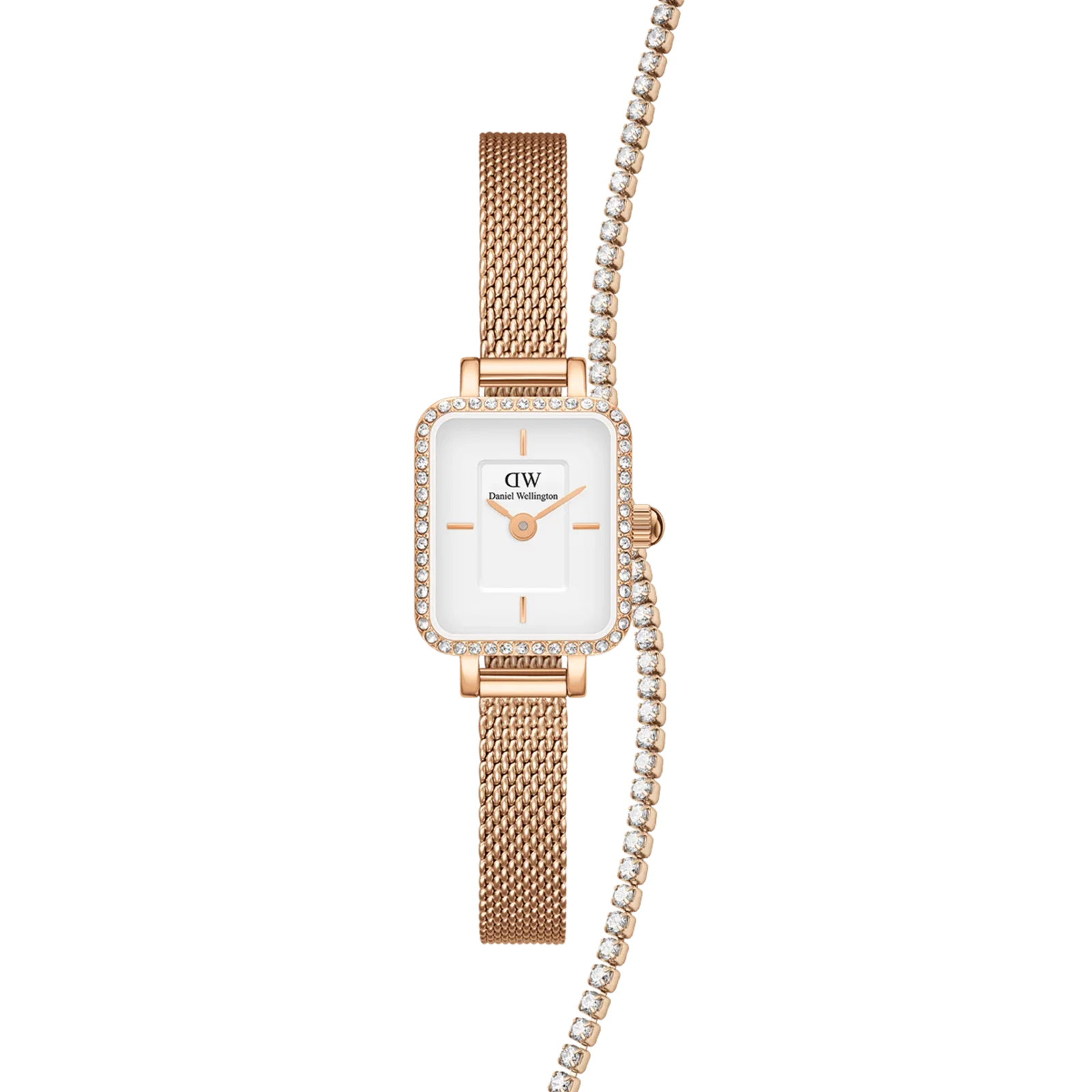 Image of Quadro Mini Lumine Bezel + Tennis Bracelet Rose Gold