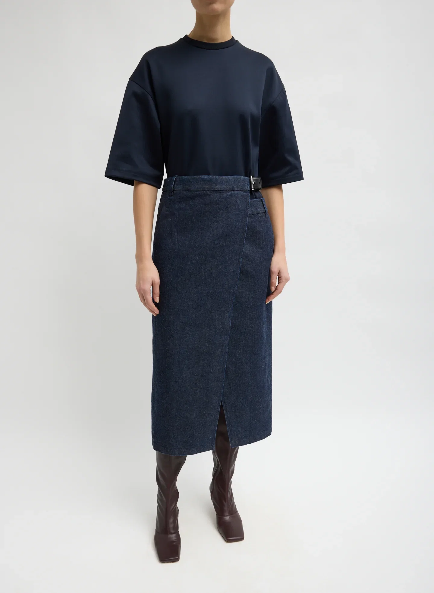 Image of Indigo Denim Double Apron Skirt