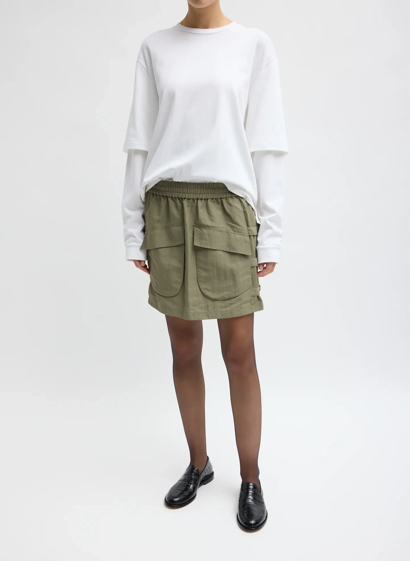 Image of Techy Twill Pull On Mini Skirt
