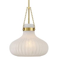 Traditional 1 Light 15 inch Natural Brass Pendant Ceiling Light by Meridian