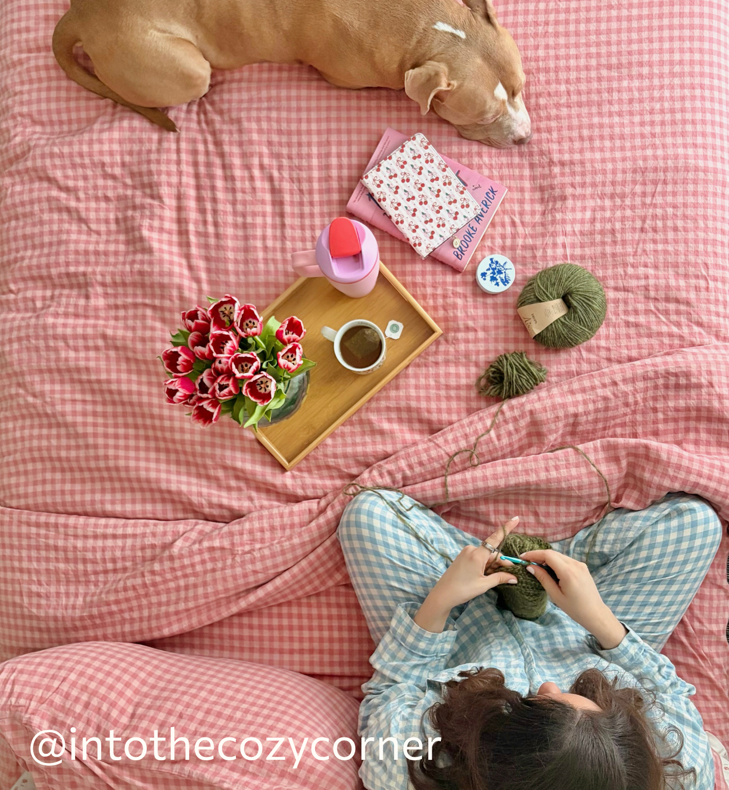 Dusty Pink & Rose Colour Drenched Gingham Linen Blend Duvet Cover