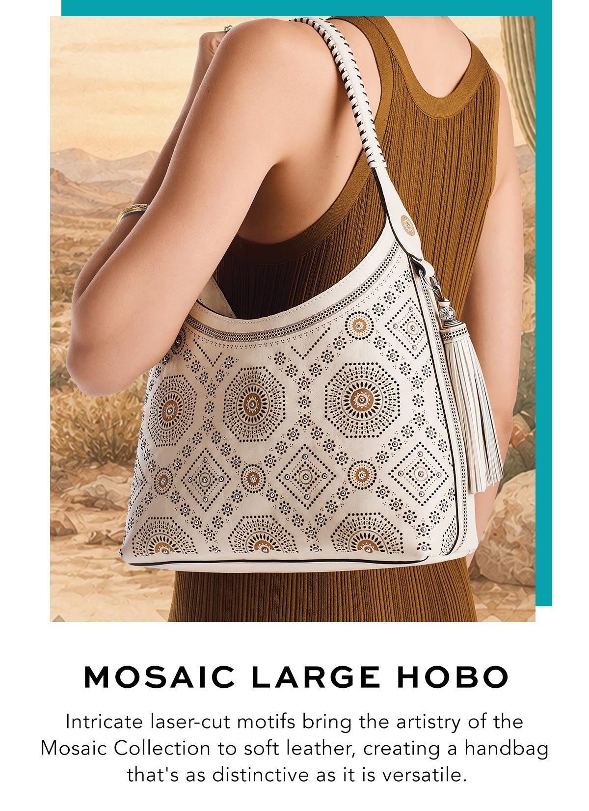 Mosaic Large Hobo - Intricate laser-cut motifs bring the artistry of the Mosaic Collection to soft leather, creating a handbag that's as distinctive as it is versatile. - Shop Now