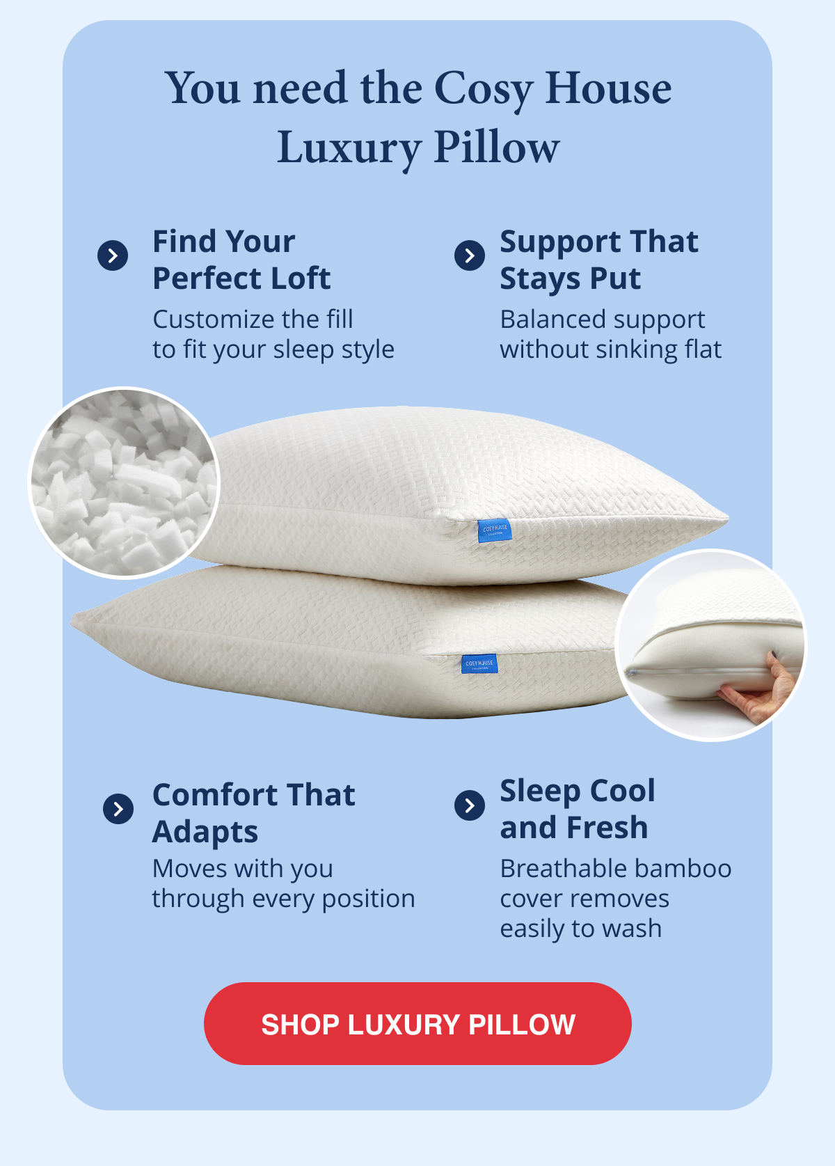 You need the Cosy House Luxury Pillow: Find Your Perfect Loft