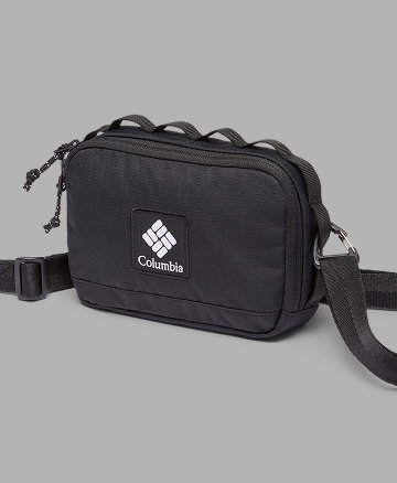 A black crossbody bag