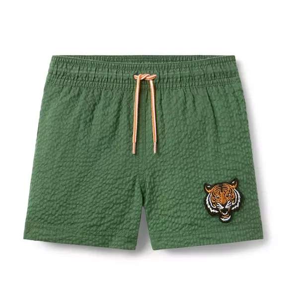 Image of Recycled Seersucker Tiger Swim Trunk