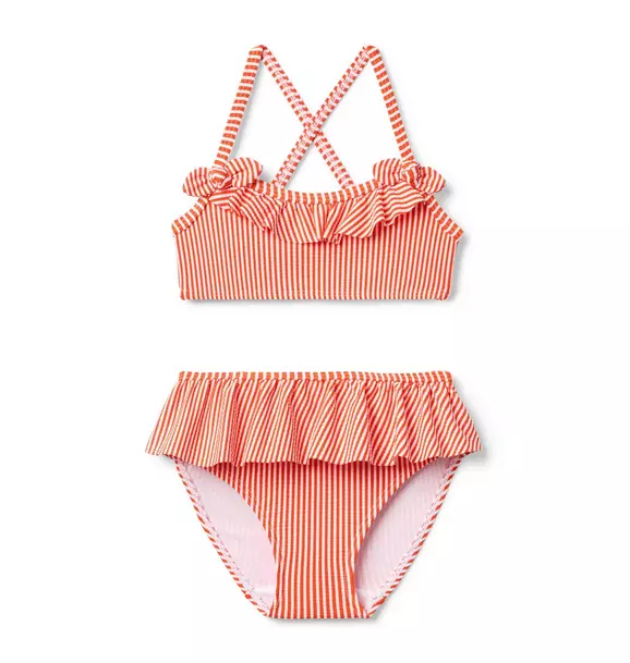 Image of Recycled Striped Ruffle 2-Piece Swimsuit