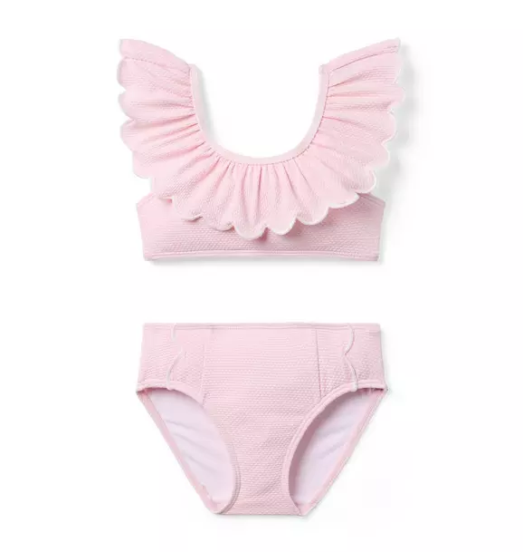 Image of Textured Ruffle 2-Piece Swimsuit