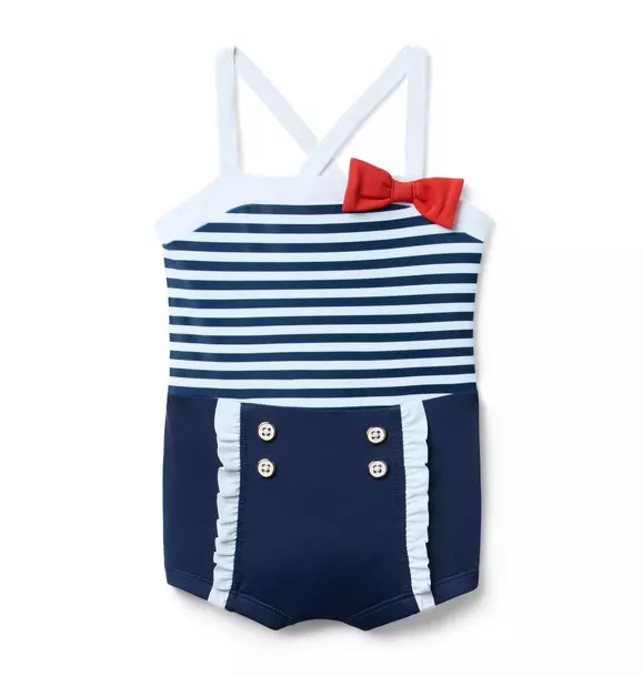 Image of Retro Stripe Bow Swimsuit