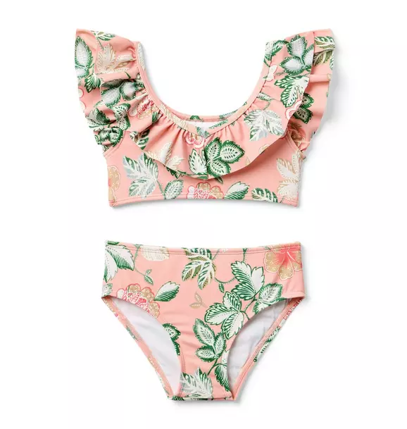 Image of Recycled Floral Ruffle 2-Piece Swimsuit
