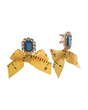 Ruler Bow Statement Earrings | Yellow | Metal