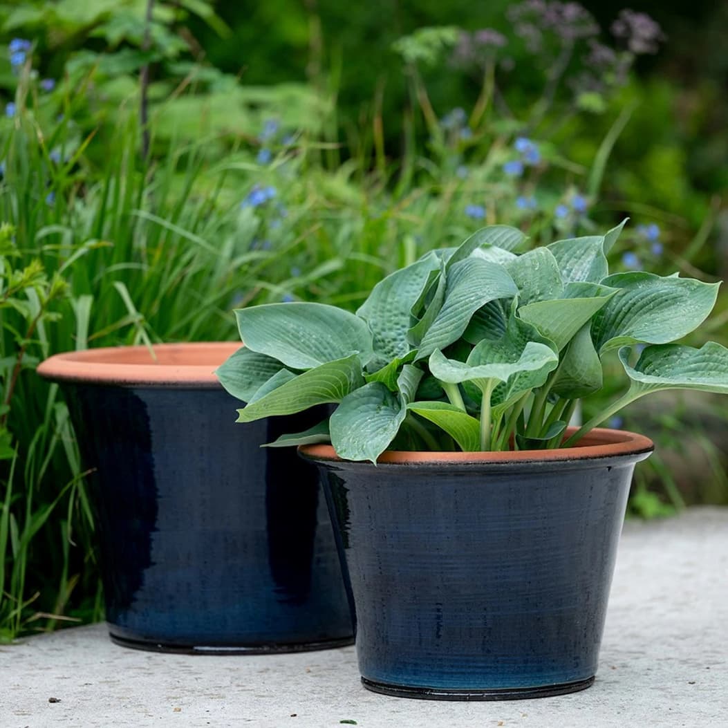 Glassy glazed terracotta planter