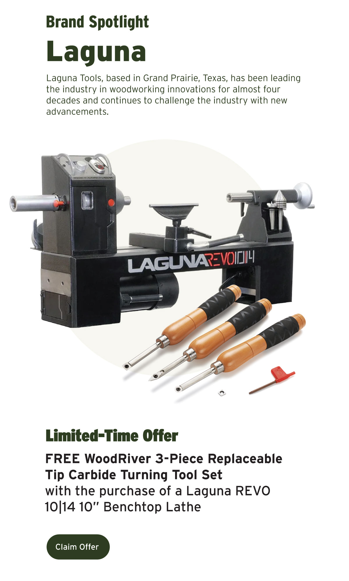 Free WoodRiver 3-Piece Replaceable Tip Carbide Turning Tool Set