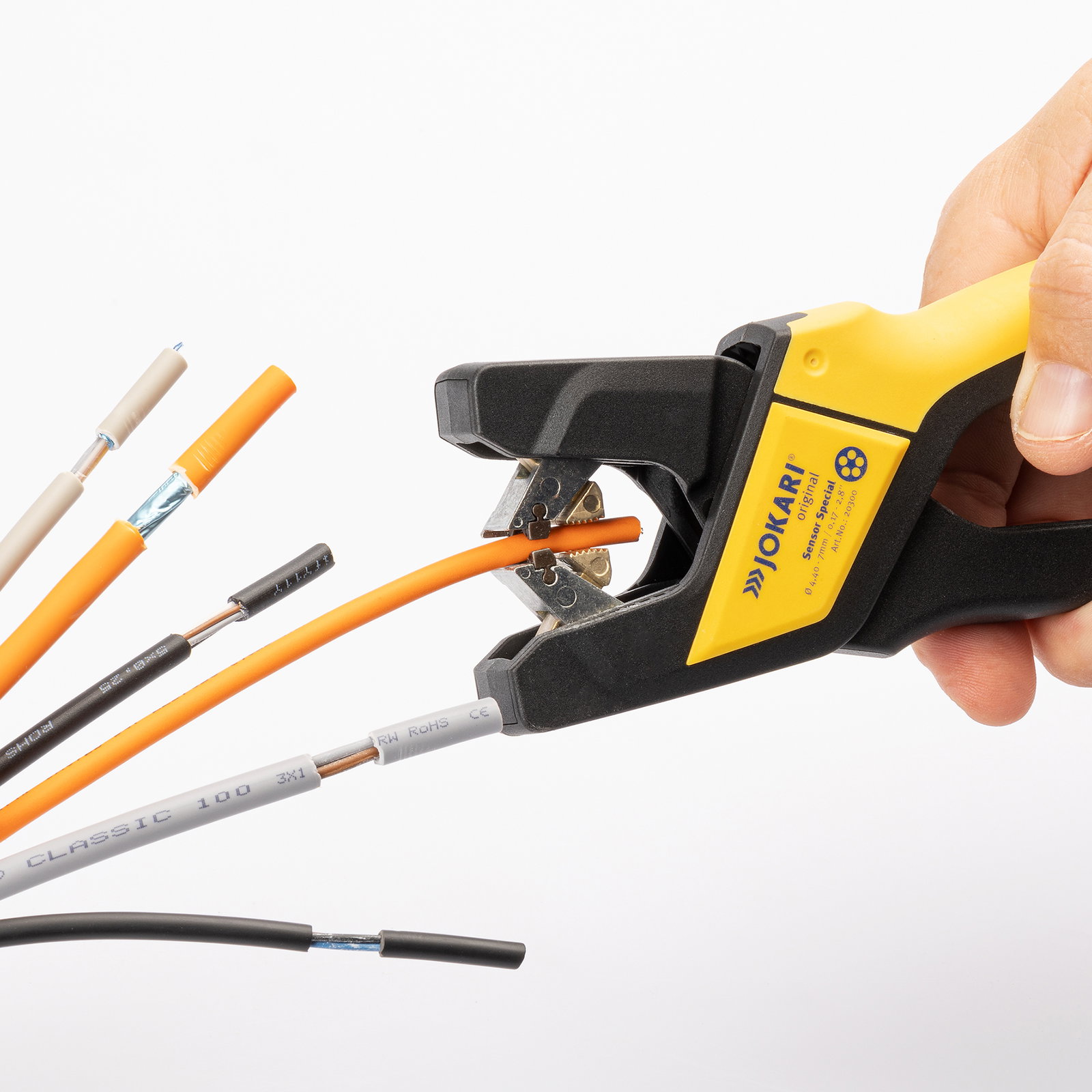 The Jokari Wire Stripper in use