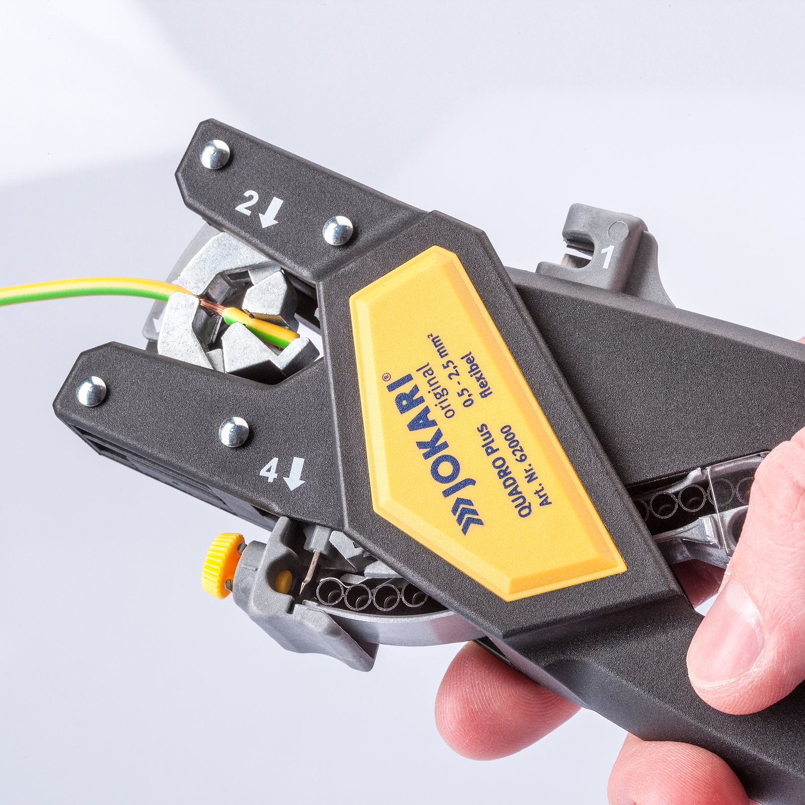 The Jokari Wire Stripper in use