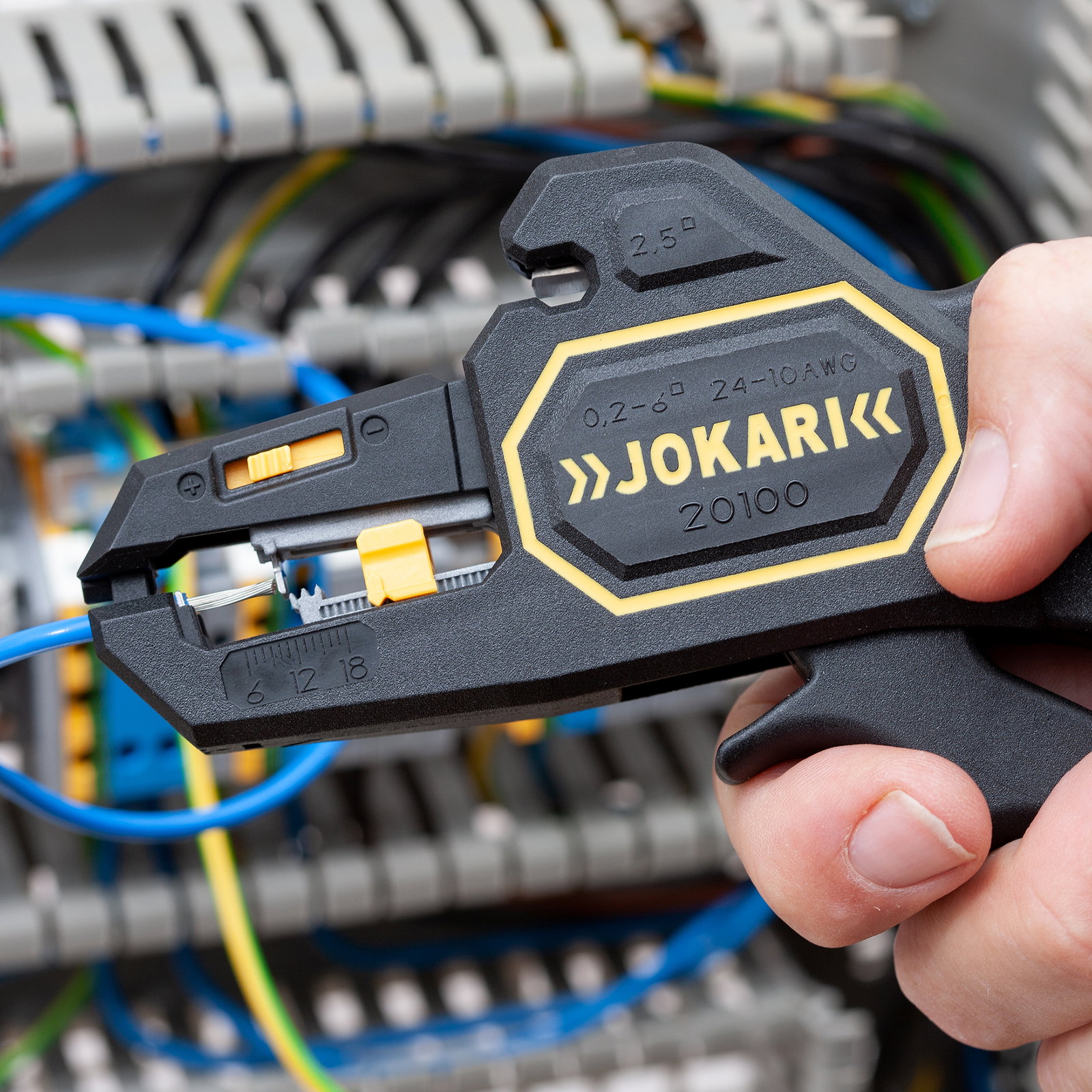 The Jokari Wire Stripper in use