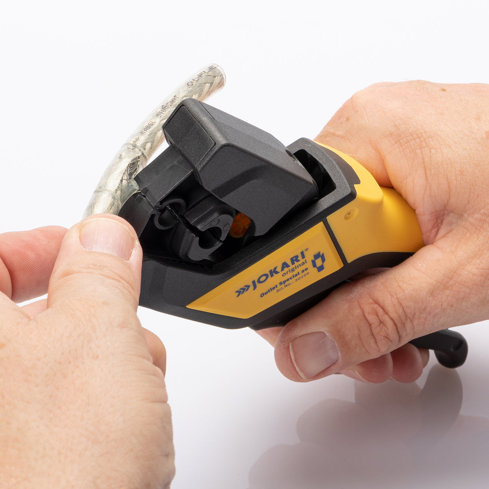 The Jokari Wire Stripper in use