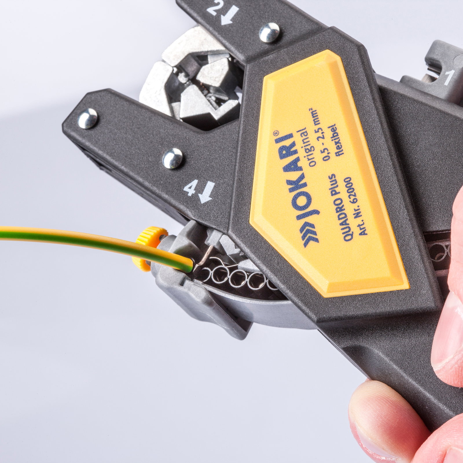 The Jokari Wire Stripper in use