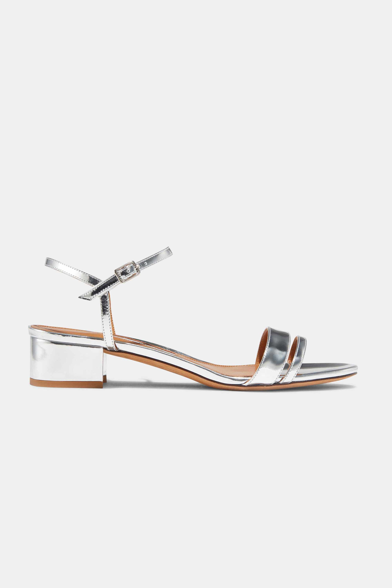Image of Simple Block Heel in Mirrored Silver Metallic — FINAL SALE