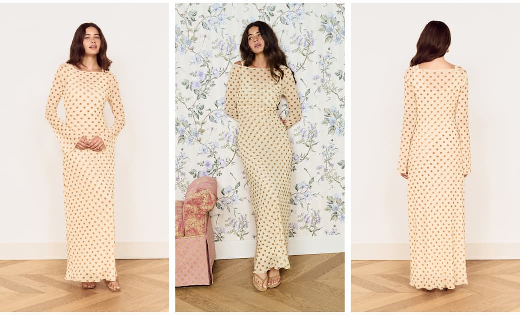 Butter Yellow Polka Dot Midi Dress