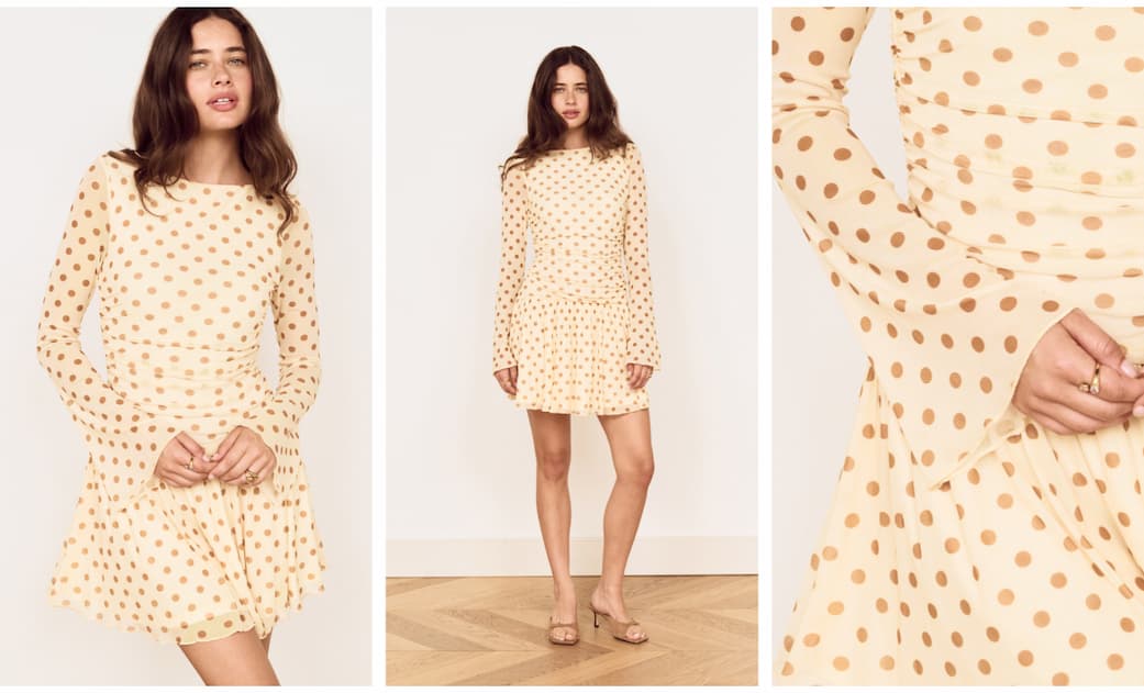 Butter Yellow Polka Dot Mini Dress with Drop Waist