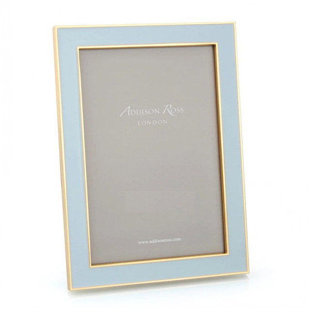 Gold Trim, Powder Blue Enamel Picture Frame 5 x 7 in