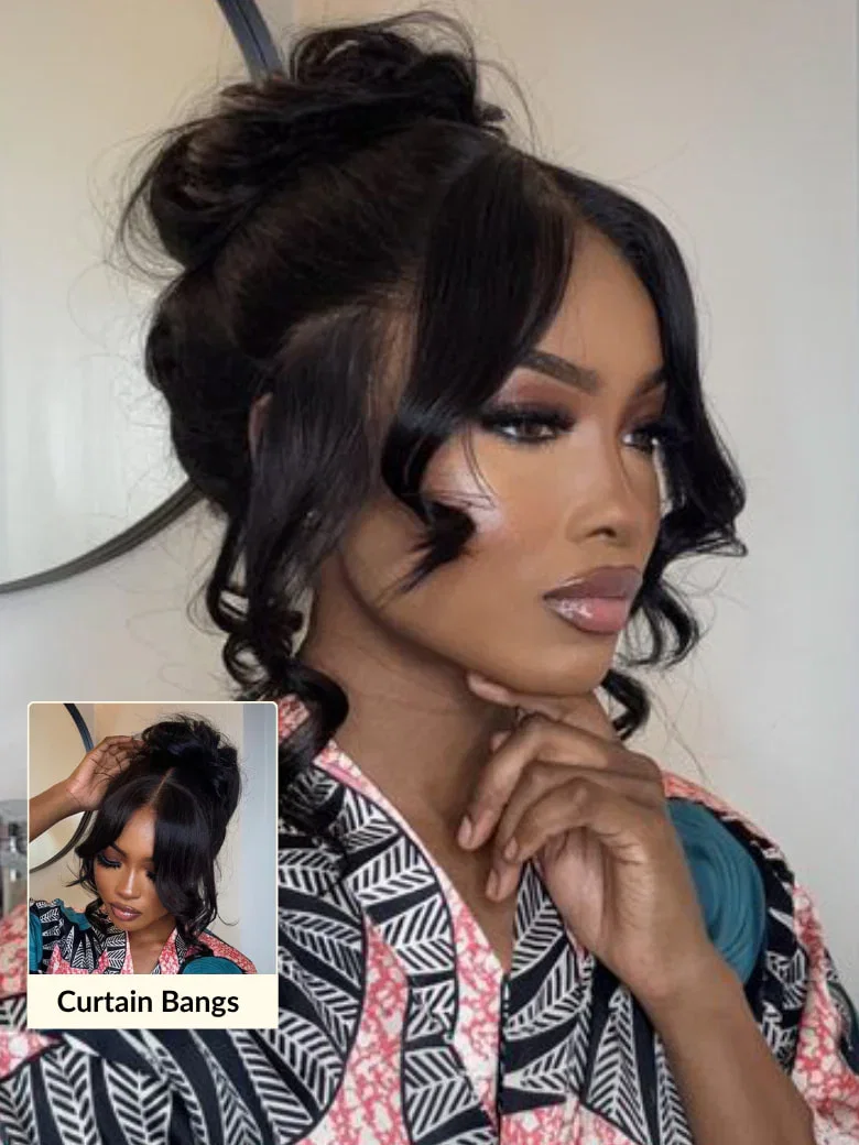 Face Framing Curtain Bangs 13x4 Pre-Everything Pull And Go Drawstring Loose Wave Wig Flash Sale