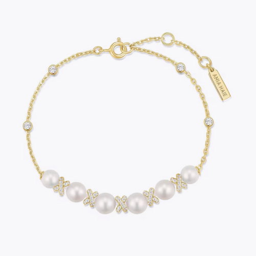 Ania Haie Women's Yellow Gold Plate Sparkling Simulated Pearl Bracelet
