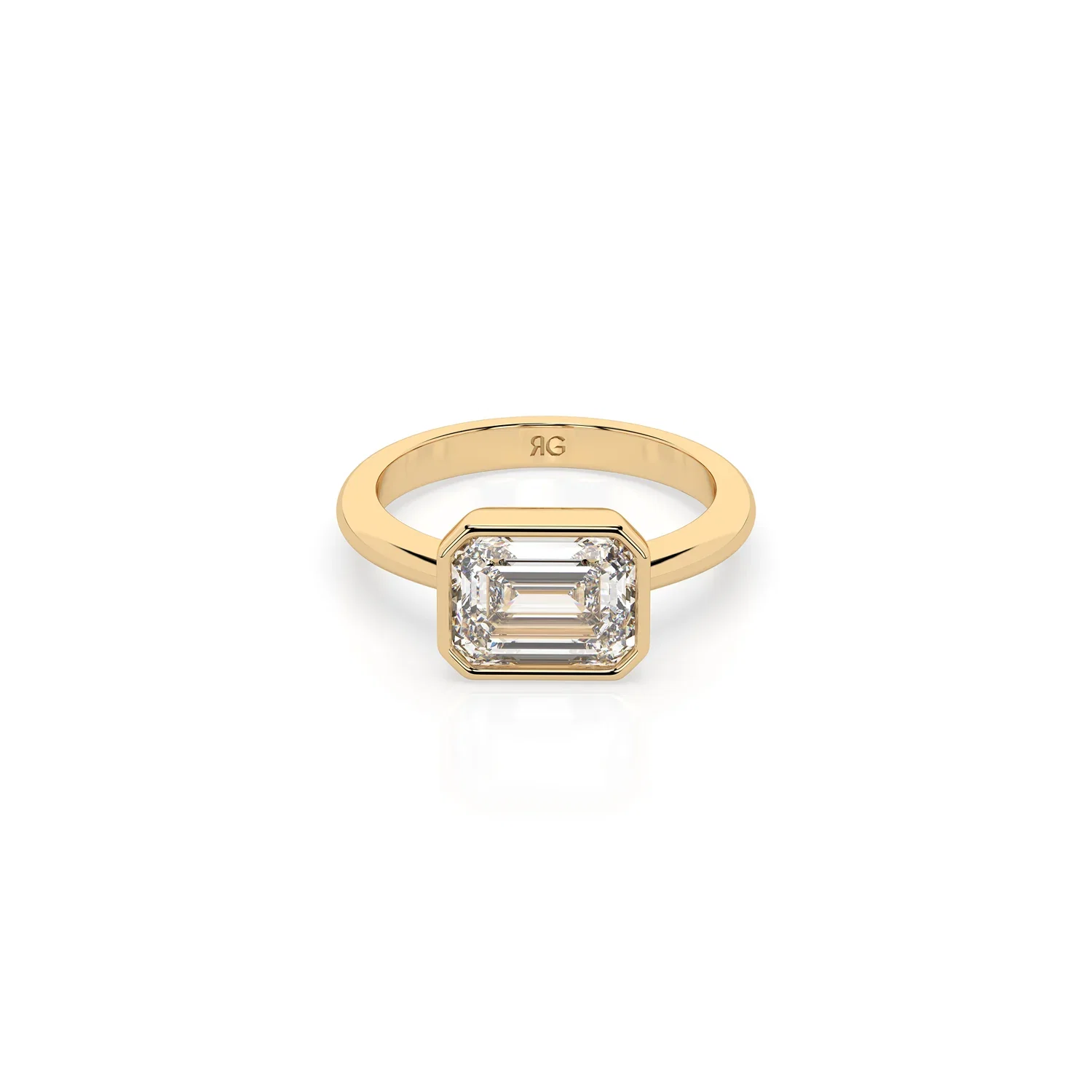 Image of 14k Emerald East West Bezel Ring